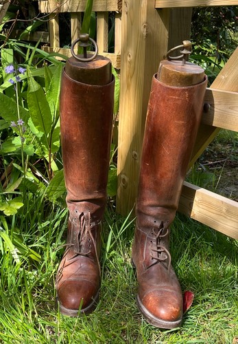 Vintage brown leather lace - lace, up