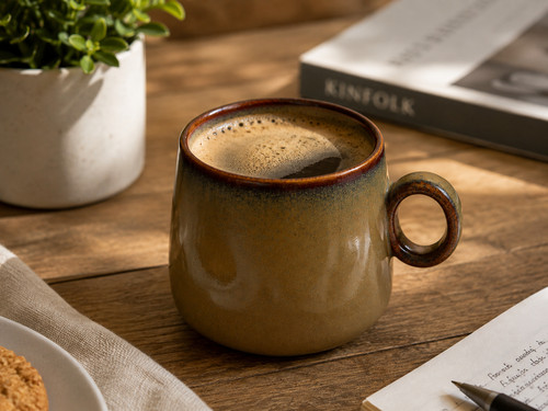 250ml brown ceramic coffee mug - 250ml,