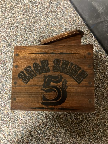 Wooden shoe shine box cent - shine, 5