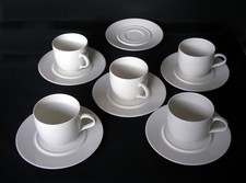 ALESSI ETTORE SOTTSASS 1993 Vintage Off White Coffee/Tea Cup x 5 & Saucer x 6