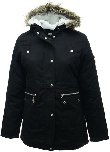 Size black parka coat warm - black,