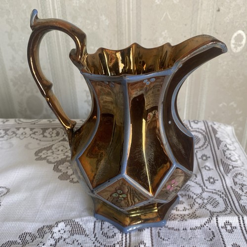 Antique copper lustre jug - copper,