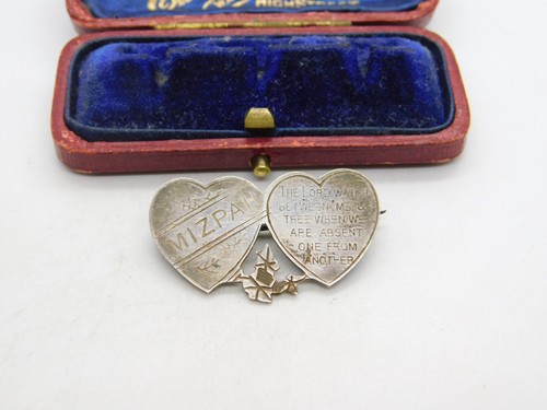 Mizpah double heart sterling - mizpah,
