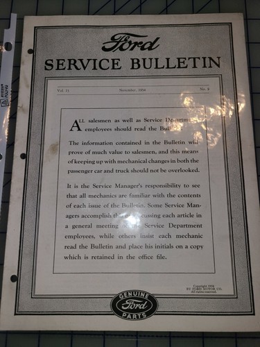 1934 ford service bulletin vol - service,