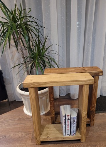 Rustic wooden bedside side - bedside,