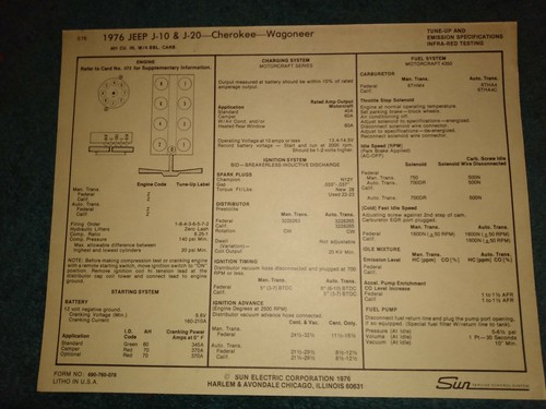 1976 jeep 401 engine sun - v-8,