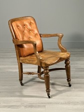 Antique Oak And Leather Desk