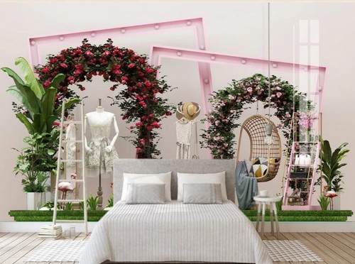 Wrought iron arch - 3d, roses