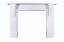 Large Carved Early Victorian Corbel Fireplace Surround in White Carrara Marble