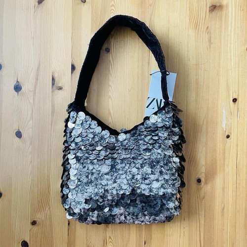 Zara silver black bucket - zara, silver/black