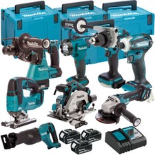 Makita 18V 8 Piece Combo Tool Kit 3 x 5.0Ah Battery Charger & Case T4TKIT-178