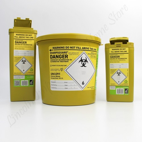 Yellow sharps bins - bins, for