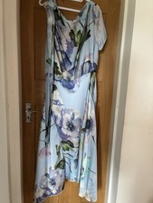 Kevan Jon Stunning Blue Floral Dress Size 7 Uk 20 Bnwt ideal beach wedding/occas