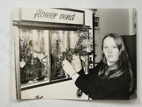 Woman flower vending machine - woman,