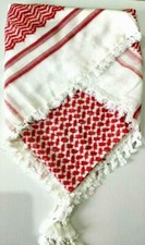 Red & White Palestinian Shemagh (scarf) Genuine & Original, With Tassels,Grade A