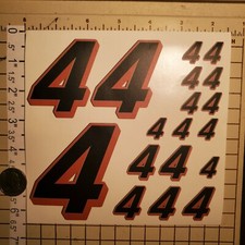 Matte Black-w/burnt orange #4's  Racing Numbers Vinyl Decal Sheet 1/10-1/12 
