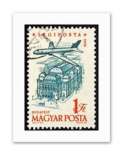 Postage Stamp Hungary Plane Budapest Photo Vintage Canvas Art Print