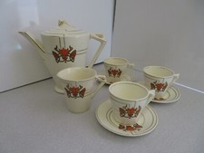 Vintage Myott Son & Co. Art Deco Coffee Set. Coffee Pot, Jug, 3 x Cups + Saucers