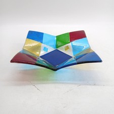 Handmade Murano Multi-Coloured Fused Glass Trinket Or Fruit Bowl Decorative Art