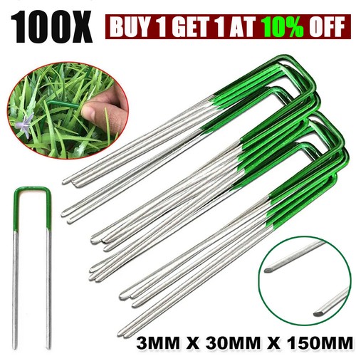 100x galvanised pins weed - galvanised, u