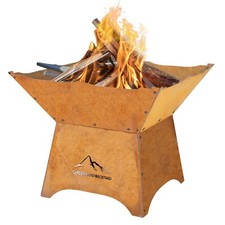 Aoodor 24" Steel Fire Pit with 12" Stand Outdoor Wood Burning Rust Patina Finish