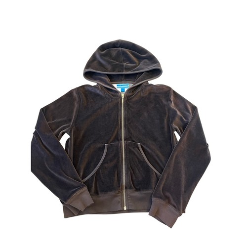 Y2k brown velour zip - y2k,