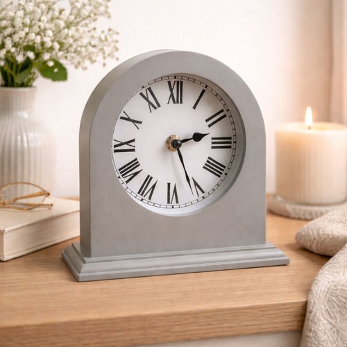 Grey mantel clock vintage - mantel,