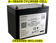 ULTRAMAX LEISURE BATTERY 12V 75Ah LiFePO4 LITHIUM GOLF CART BATTERIES