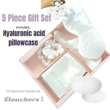 5 Pc Pillowcase Gift Set Ivory 100% Mulberry Silk 22 Momme Finest Grade Silk 6A