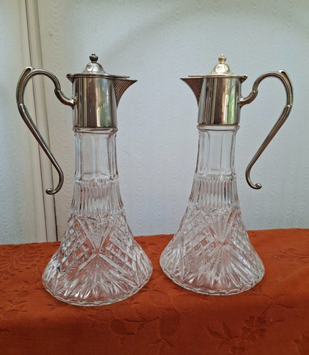 Pair vintage cut glass - pair,