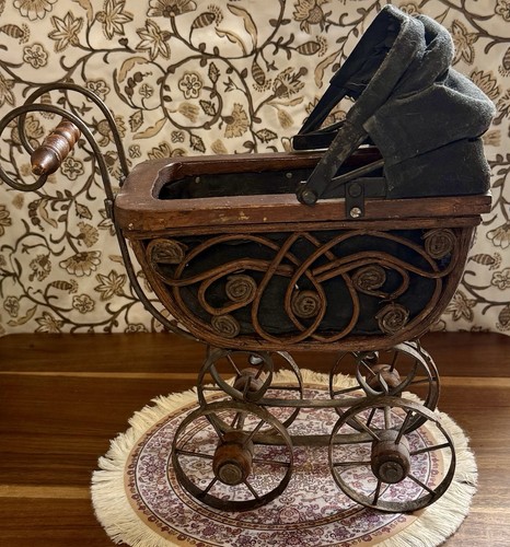 Antique doll pram - doll, victorian