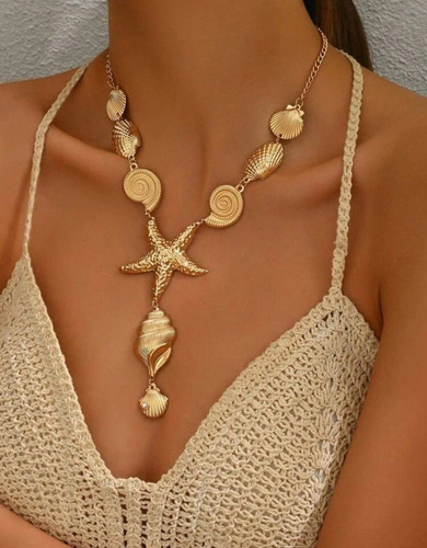 Gold starfish shell - &,