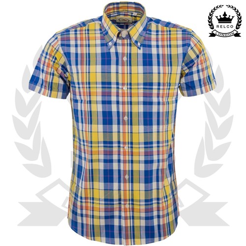 Relco mens check shirt yellow - relco,