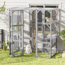 Outdoor Cat House Cat Enclosure Cat Catio with Double Doors Balcony Cat Playpen