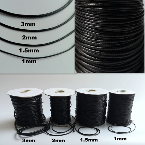 Waxed polyester cord black - cord,