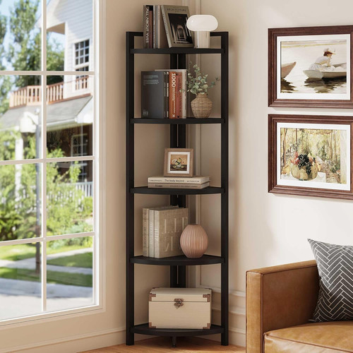 Rustic tier corner shelf - rustic,
