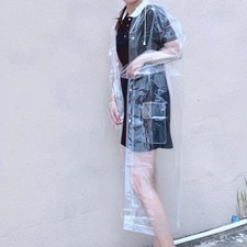 Transparent Long Raincoat Fashion Portable Rain Jacket XL