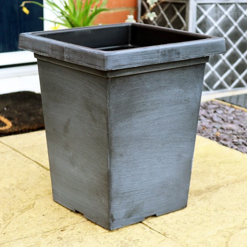 Tall square planter aged black - aged,