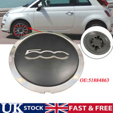 For Fiat 500 Alloy Wheel Cover Centre Cap Black And Chrome Silver 133mm 51884863