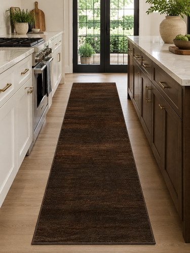 Brown oriental rug handmade - oriental, no