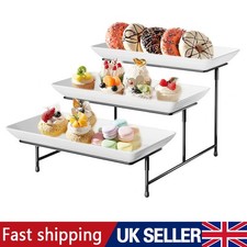 Set of 3 Tier Square White Cake Food Serving Platter With Display Stand Rack UK