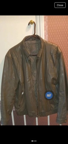 Khaki leather bomber jacket - leather,