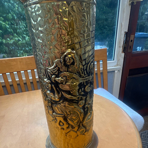 Vintage embossed brass
