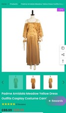 padme amidala Meadow Yellow Dress Star Wars costume, Cosplay, Size Large 14- 16 