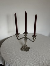 Antique Silver Plated Ornate 3 Arm Candelabra Vintage Home Decor