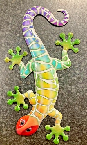 Gecko wall art yellow - yellow, metal