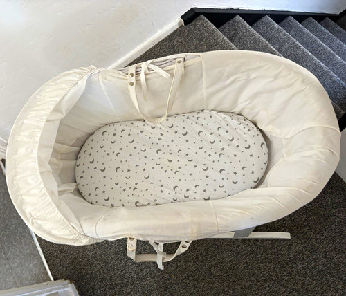 White oval moses basket stars - moses,