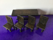 Vintage Lundby Barton Dolls House Tudor Table & 4 Chairs 