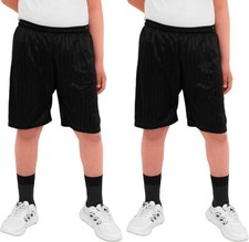 2 Pack Boys Girls Shadow Stripe Gym Sports Football Games School PE Shorts