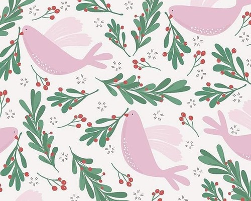 Christmas fabric turtle doves - christmas,